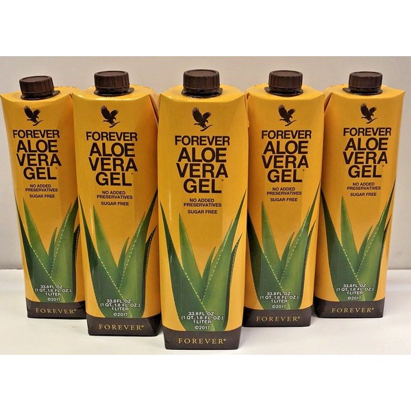 5X PIEZAS FOREVER LIVING ALOE VERA GEL STABILIZED (PACK OF 5)   FREE SHIP!
