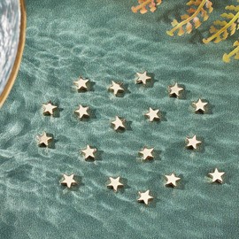PH PandaHall 60pcs 14K Gold Plated Star Beads 6mm Twinkle Star Beads Long-Lasting Spacer Bead Metal Brass Jewelry Charm for Baseball Necklace 4th of July Bracelet Earring Jewelry Making