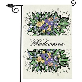 Sunflower Welcome Garden Flags 12x18 Inch Double Sided Summer Garden Flags Outside Yard Flag (Welcome Wreath)