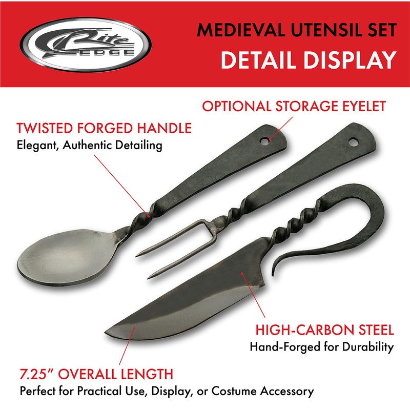 SZCO Supplies 7.25" Hand-Forged Medieval Cutlery Set – Carbon Steel