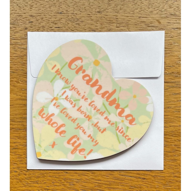 Sentimental Message for Grandma on a Heart-shaped Novelty Coaster -