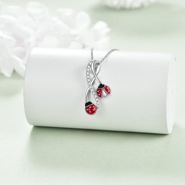POPLYKE Ladybug Gifts for Mother Daughter 925 Sterling Silver Ladybug Pendant Necklace for Sister Ladybug Jewelry Gifts for Grandma