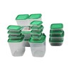 17PCS Food Container Green Fridge Bins Food Grade Plastic Leakage