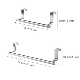 2 Pieces Door Towel Holder for Hanging, 2 Sizes Towel Holder Door, Towel Holder Kitchen, No Drilling, Stainless Steel, with Non-Slip Scratch Protection Strips, for Kitchen and Bathroom