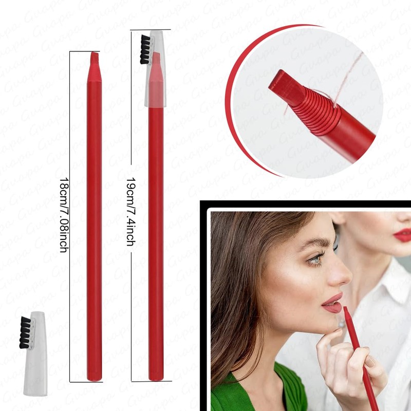 Microblading Accessories, Waterproof Eyebrow Pencil, 6-Piece Eyebrow Lip Mapping Pen
