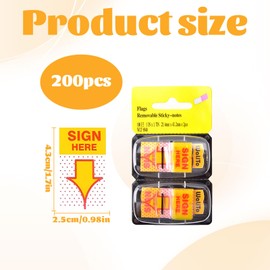 Sign Here Stickers 200pcs Post It Notes Tabs Sign Here Tabs Arrow Sticky Notes Page Markers for Reminder Documents, Notebooks, Home Office, School Supplies