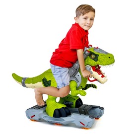 𝐁𝐄𝐒𝐓𝐒𝐄𝐋𝐋𝐄𝐑 Premium Dinosaur Ride-On Scooter for Toddlers – Electric Push & Ride Foot-to-Floor Sliding Rideable Toy with Music, Lights, Mist Spray for Boys & Girls - Green