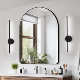 HONGREN 28" Black Battery Operated Wall Sconces Set of Two Modern Wireless Rechargeable Wall Sconces with Remote Control LED Dimmable Wall Lights for Living Room Bedroom Hallway (2 Pack)