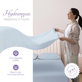 Carressa Linen 100% Egyptian Cotton Split King Sheets Sets for Adjustable Bed - 600 Thread Count 5 PC Top Split King Sheet, 16" Deep Pocket Soft Cooling Sleep Number Sheets Split Top King - Light Blue