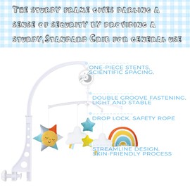 Cot Musical Mobile Soothing Baby Born Cot Plush Toys with Lullaby Adjustable Arm Bracket Cot Meteorology Decors (Multicolor)