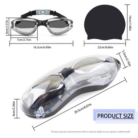 Anti-Fog Swim Goggles Kit 4 Pack,Goggles,Cap,Earplugs,Nose clip | Comfortable Adjustable Anti Fog UV Protected lenses (Black)