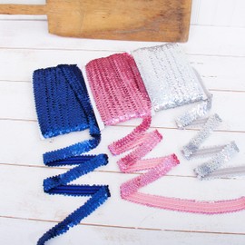 Threadart Stretch Sequin Trim Roll - 1" Wide 11yd Length - Light Blue - Available in 18 Colors - 2 Widths