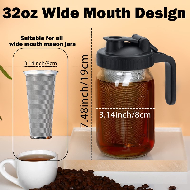 Jrssae Cold Brew Coffee Maker - 32oz Cold Brew Pitcher
