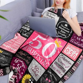 Keyck 50th Birthday Women, 50th Birthday Women, Gifts for 50th Birthday Woman, Birthday Gift for Women 50, 50th Birthday Women Gift, Funny Birthday Decoration Cuddly Blanket 150 x 130 cm