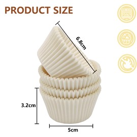 200pcs White Cupcake Cases Paper Baking Cups, Greaseproof Muffin Cases for Baking-Muffin, Standard Baking Cupcake Liners, Cupcake Decorations Supplies for Holiday Party Christmas Birthday Wedding
