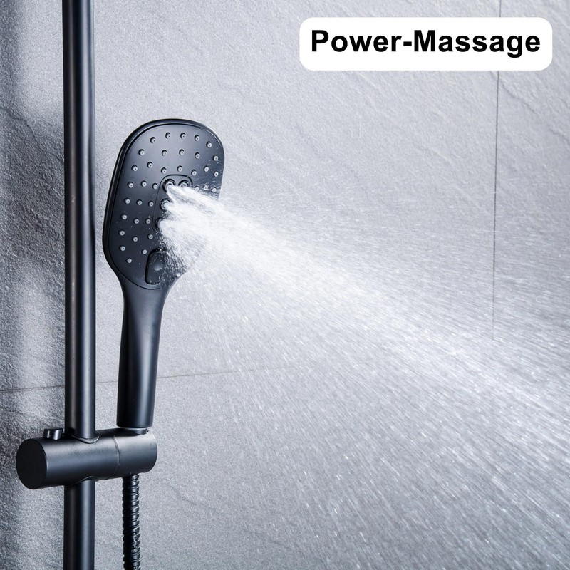JOHO Shower Head Hand Shower with 3 Jet Types Square