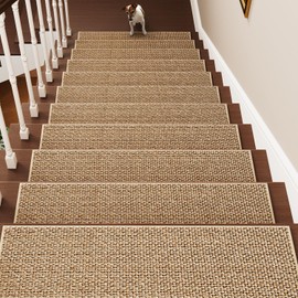 PADOOR Stair-Treads Non Slip, 1PC Stair Runner for Wooden Steps, Residue Free Stair Treads Stair Carpet Mat for Kids and Dogs Indoor 8"x30" Beige