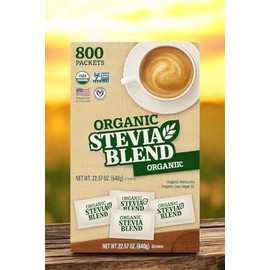 Stevia Organic Sweetener Blend, 800 Packets – Zero Calorie, Plant-Based, Non-GMO, Gluten-Free
