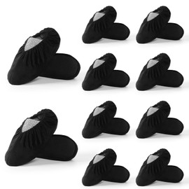 WUFANC Reusable Shoe Covers, Non-Slip and Wear-Resistant, Machine Washable, Overshoes for Various Places such as Carpets in the Home (10 Pairs, Black)