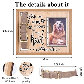 WOODme Dog Memorial Picture Frame with Collar Holder 4x6 pet Photo Frame Gifts A Sympathy Gift for Dogs Cats Loss (Paw Prints on My Heart)