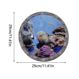 Bustlwor Pack of 4 3D Wall Stickers Underwater World Wall Stickers Bathroom Pictures Wall Stickers 3D Porthole for Children's Room Bedroom Living Room Bathroom Wall Decoration