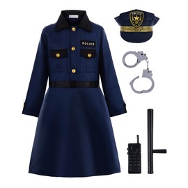 ReliBeauty Police Costume, for Children / Girls, with Accessories, 5-6 Years Old