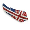 Union Jack Enamel Crystal Wing Brooch in Silver Tone -