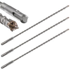 Wensilon Concrete Drill Bit lengthening 3pcs 1/4" X 12"-10" Cross-Type Double Thread Carbide Material Suitable for Concrete, Brick, Cement Walls, Stone, Extra Long Hammer Drill Bits for Concrete