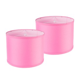 Wankaix lampshades Set of 2, Drum Lamp Shades Set of 2, Lamp Shades for Table Lamps Easy Assembly Required Lamps Shades Natural Linen Fabric (Pink, 13"x13"x10")