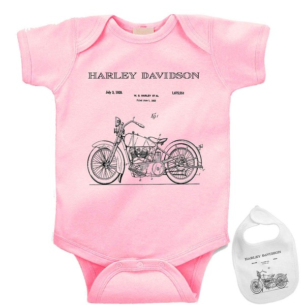 Harley Patent Print Motorcycle Newborn Infant outfit Baby bodysuit onesie