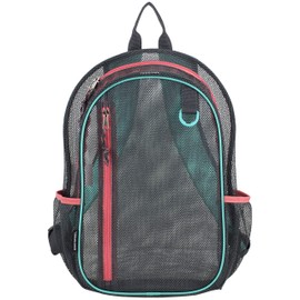 Eastsport Active Mesh Backpack with Padded Adjustable Straps, Graphite/Turquoise/Sweet Coral