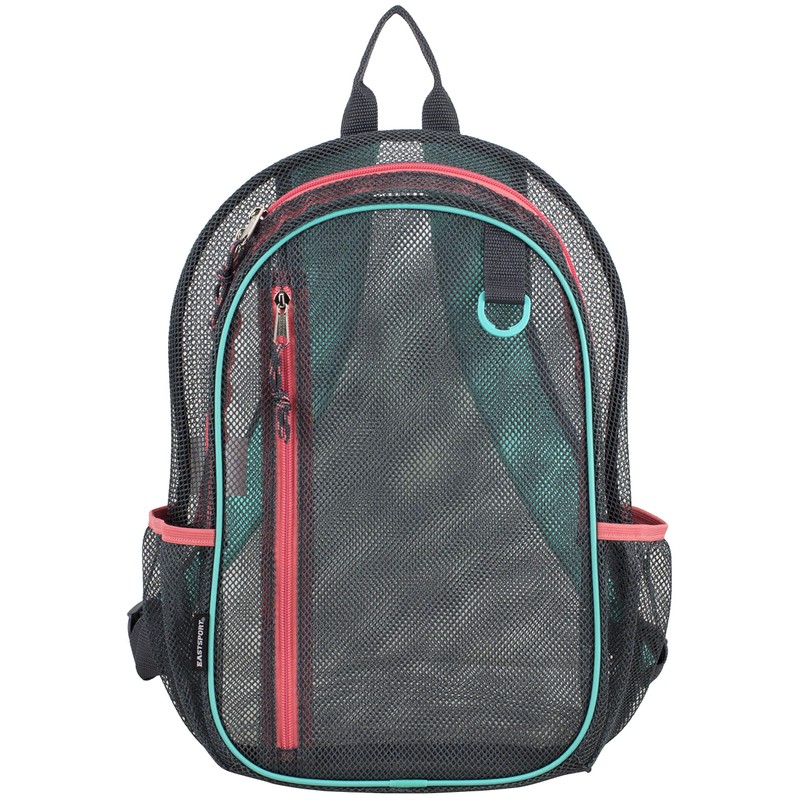 Eastsport Active Mesh Backpack with Padded Adjustable Straps, Graphite/Turquoise/Sweet Coral
