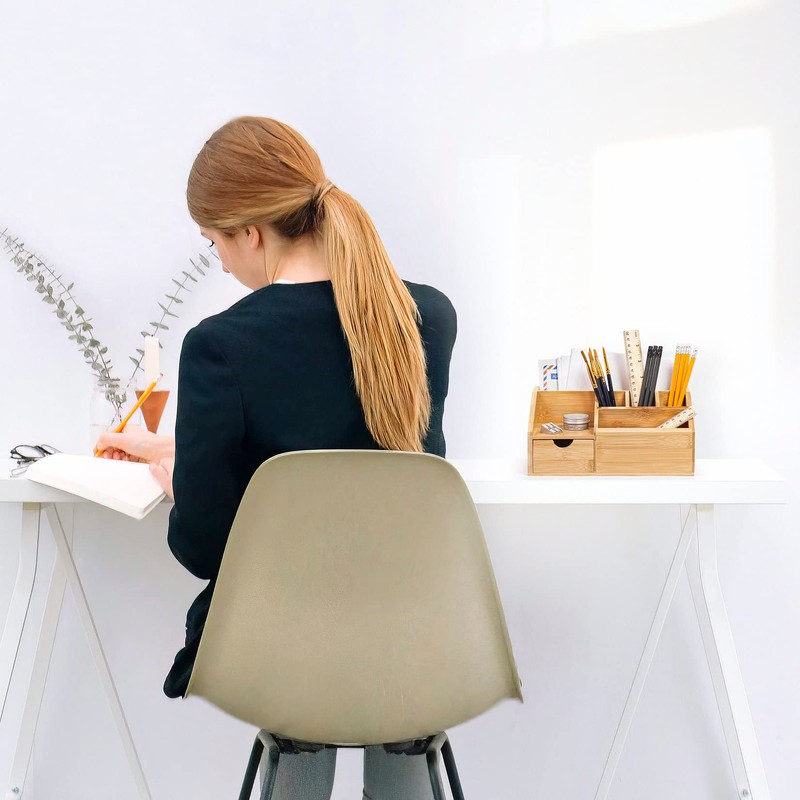 woodluv Desk Organiser, Desk Tidy Pen Holder Organiser, Make Up