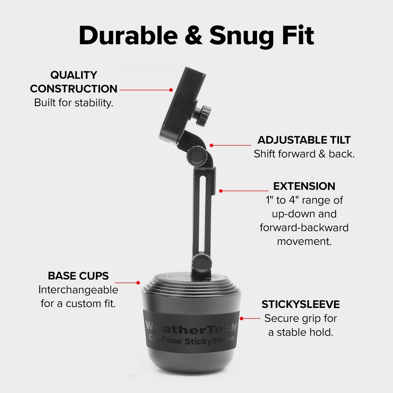 WeatherTech CupFone with Extension – Adjustable, Universal Cup Holder Cell