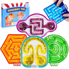 Squishy Fidget Toys for Kids, Sensory Maze Filled Gel for Anxiety Stress Relief, Calming Corner Items for Autism ADHD Child, Quiet Game for Classroom Prizes, Travel Activity for Car,5-Pack Easter Gift