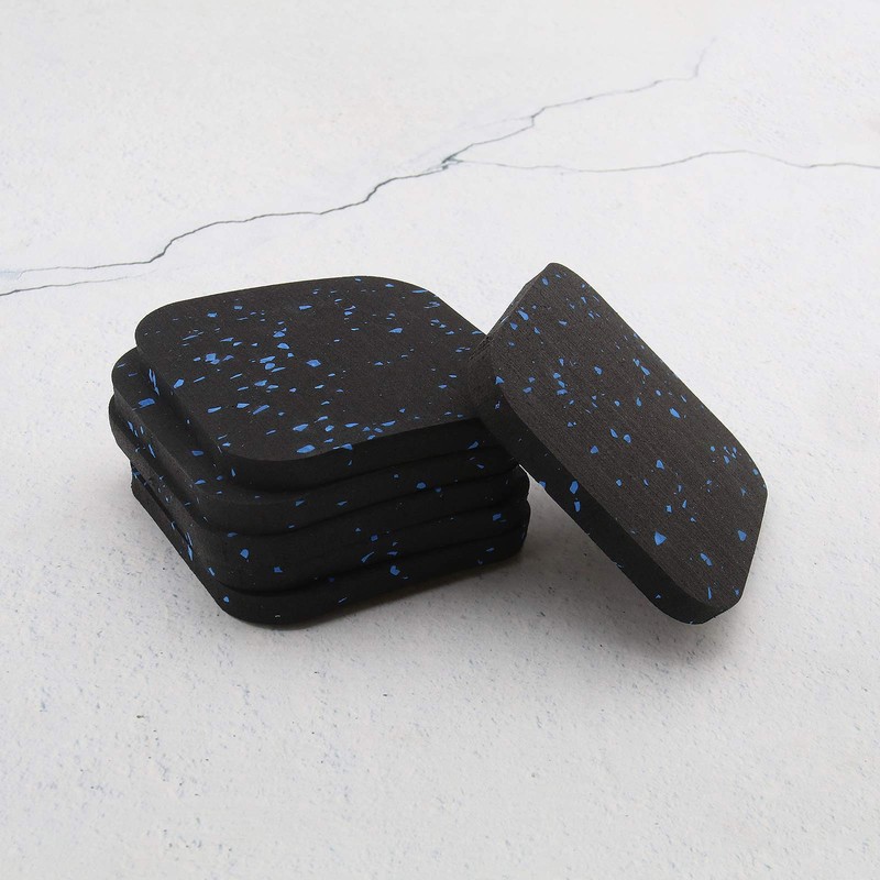 EMSea 6Pcs Treadmill Mats High Density Thickened Black Blue Dot