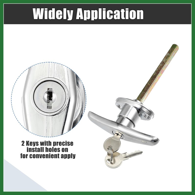 Motoforti 1 Set Garage Door T-Handle Lock Kit Shed Door