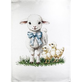 Half a Donkey Little Lamb and ducklings large cotton tea towel