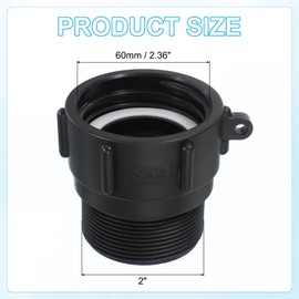 PATIKIL 275-330 IBC Tote Hose Adapter, 1 Pcs 2-3/8" Thread x 2" Hose Food Drain Adapter for Garden Hose Connector, Black