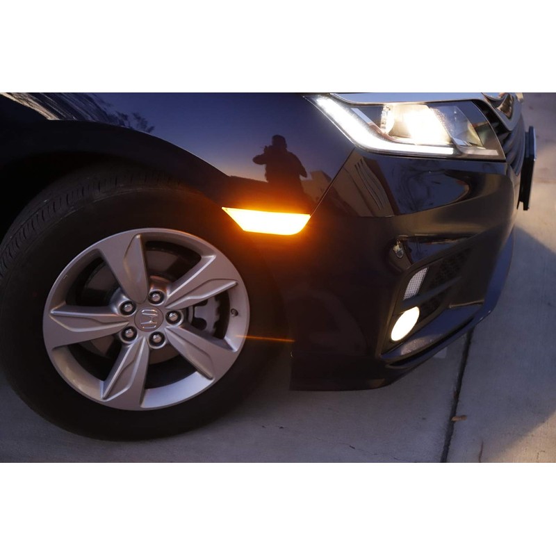 iJDMTOY Dark Smoked Lens Full Amber LED Bumper Side Marker