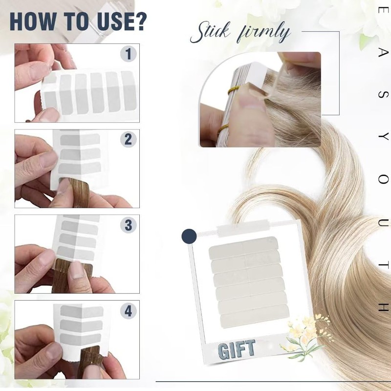 Easyouth #2 Remy Real Hair Tape-In Extensions, Darkest Brown, 30