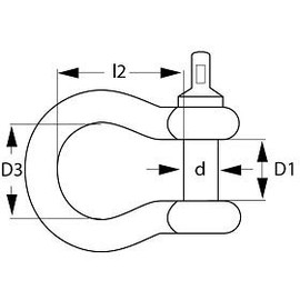 5x Shackles Curved Shape Black Galvanised 10 mm Round Shackle (909453)