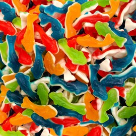 Gummy Sharks Candy Mix | 2 Pound Bag | Assorted Fruit Flavors Shark Gummies | Chewy Gummy Fish for Parties and Candy Buffets | Blue Raspberry, Lime, Lemon, Cherry