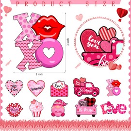 20 Pieces Valentine's Day Wooden Ornaments Embellishments Heart Truck Gnome Hanging Decorations with Ropes for Valentine's Day Wedding Party (Romantic Style)