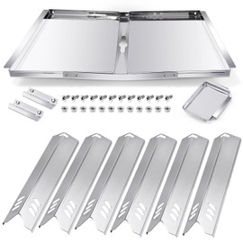 Hiorucet Grill Replacement Parts for Dyna Glo DGF600SSP DGB610SSP, Adjustable 30"-36" DGB610SSP Drip Pan, DGB610SSP Grease Tray, Heat Plates for Dyna Glo Grill Parts, DGF600SSP Replacement Parts