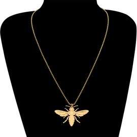 OUSIO Stainless Steel 18K Gold-Plated Silver Plated Cute Bee Necklace Bugs Honey Bee Pendant Delicate Jewellery for Women Charms Holiday Gifts, Stainless Steel, No Gemstone