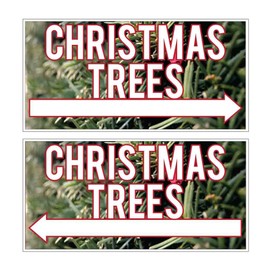 VictoryStore Christmas Trees Directional Sign - Set Includes Even Number of Right and Left Arrows - 12 inches x 24 inches - Weatherproof Corrugated Plastic - Full Color - 2 Stakes Per Sign (6)