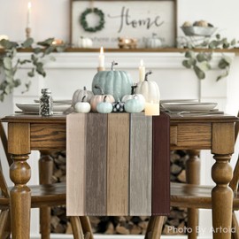 Artoid Mode Brown Planken Antique Old Rustic Wood Autumn Table Runner, Seasonal Kitchen Table Decoration, Indoor, Holiday, Party Decor, 40 x 140 cm