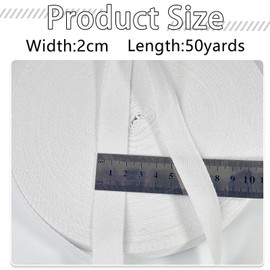 ZHFMLY Cotton Twill Tape Ribbon - 50 Yards x 3/4inch, Webbing Straps Herringbone Tape for Sewing, Crafts,Ties,Decoration Overlocked Edges, Non-Fadings DIY, Clothing,Fabric Trim (White)