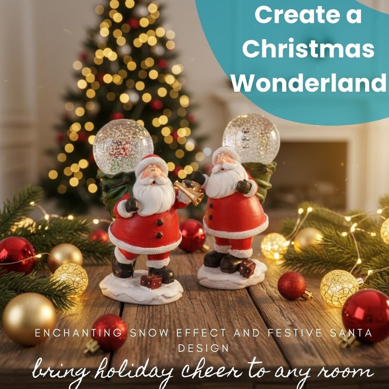 Envenzo Christmas Snow Globe Santa Magical Table Decoration, Loving Details,